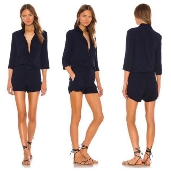 NWT Monrow Black Crepe Zip Up Romper XS - Picture 2 of 10